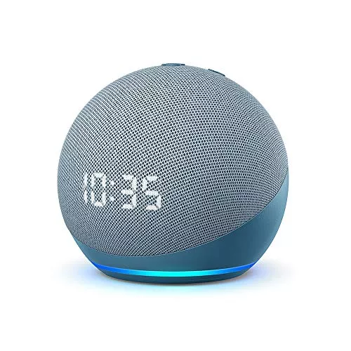 Echo Dot (4ª geração): Smart Speaker com Relógio e Alexa | Música, informação e Casa Inteligente - Cor Azul